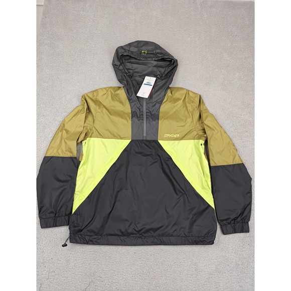 Spyder Belford Windbreaker Jacket Mens XL Multicolor Hooded 1/2 Zip Anorak New